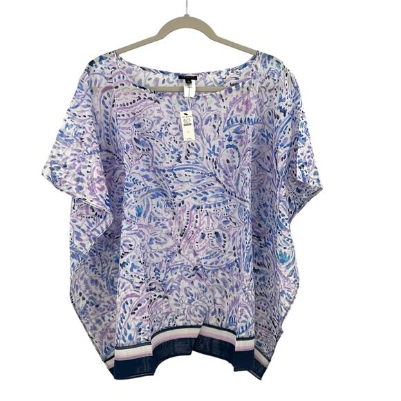 Talbots Watercolor Cover-up Poncho Blouse Size L - Picture 1 of 6